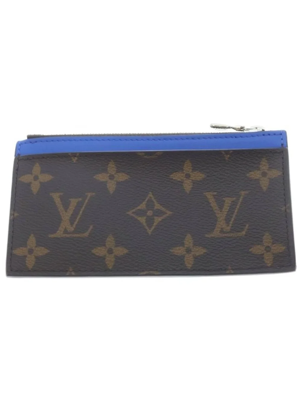 Louis Vuitton Monogram Macassar Coin Card Holder Case Fragment Brown Blue